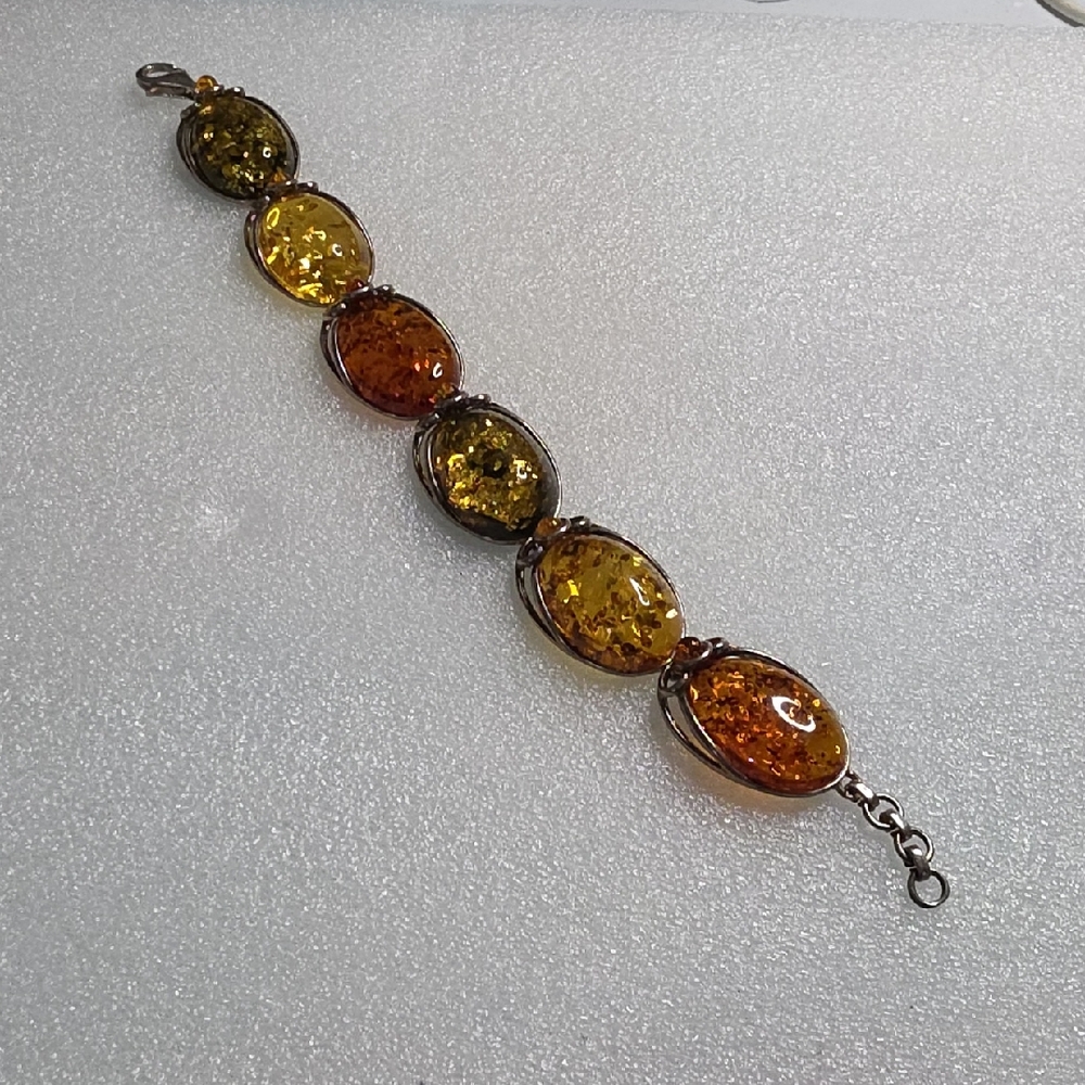 Multicolor Amber Oval Link Bracelet - Women Jewelry